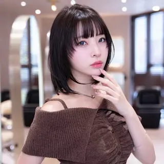 ミディアム カラー 渋谷/ボブ・顔まわり レイヤーしょうごのヘアスタイル