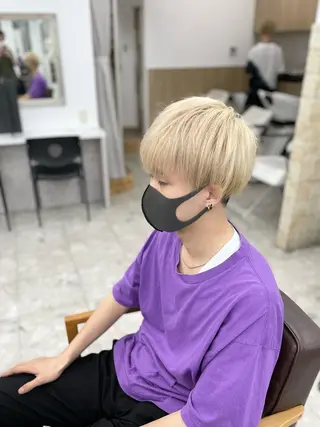 カラー メンズ ハイライト&曲がる 縮毛矯正特化 玉置のヘアスタイル