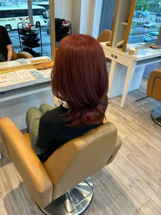 ミディアム カラー yui🥀/ボブ /暖色/レディースのヘアスタイル