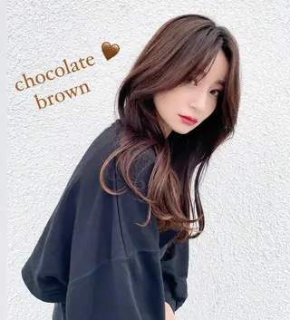 セミロング カラー ブリーチなし透明感カ ラー×韓国ヘア♡ヒデのヘアスタイル