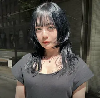 セミロング カラー 顔周りデザイン/ ハイトーン/多田悠馬のヘアスタイル