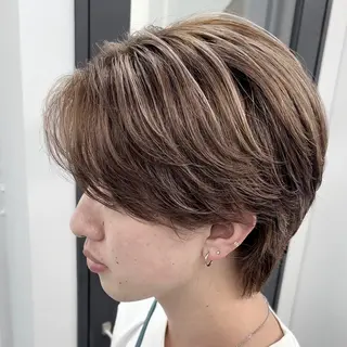 ショート カラー メンズ 曲がる縮毛矯正 LIBER 　岩名のヘアスタイル