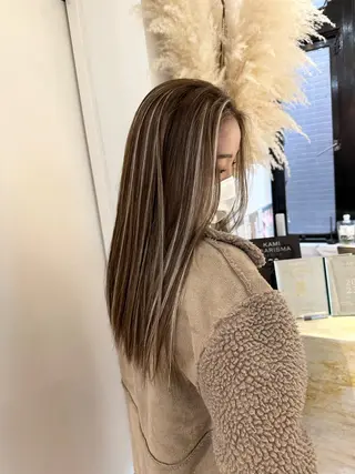 ロング カラー パーマ ヘアアレンジ メンズ Dimo＆所属・ハイライトカラー /ダイスケのヘアスタイル