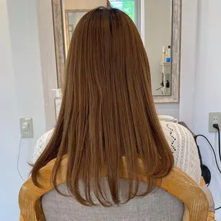 セミロング カラー ブリーチなし✨艶髪 カラー𓃲YAGIのヘアスタイル