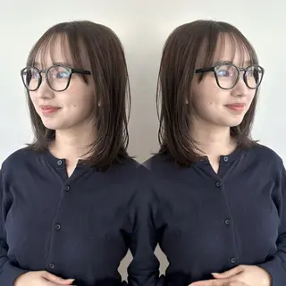 ミディアム カラー ORANGE 西中島 ：KUREA🎀のヘアスタイル