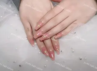 ネイル Shineジェル& チップ長さだしのネイルデザイン