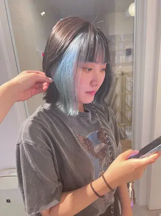 ミディアム カラー かとう りなのヘアスタイル