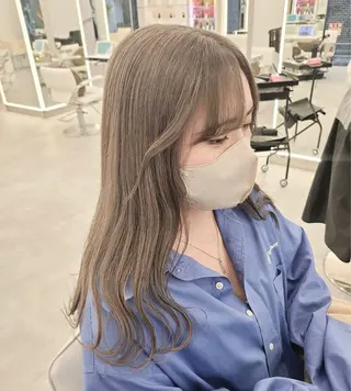 セミロング カラー 透明感ハイトーン特化 /ケアブリーチ/莉駒のヘアスタイル