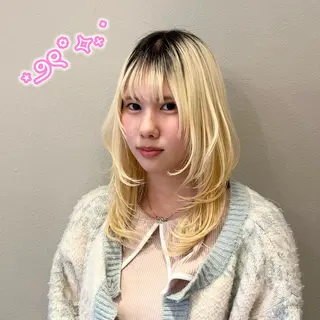 セミロング ヘアセット/ピンク /レッド/あつはのヘアスタイル