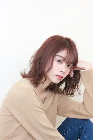 ミディアム カラー ヘアアレンジ 三ツ井凌 【ヘアケアサロン】のヘアスタイル