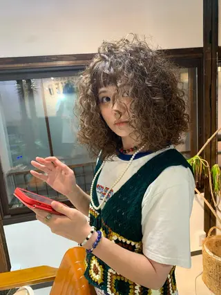 ミディアム パーマ 東風上 亮介のヘアスタイル