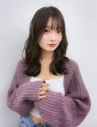 セミロング ORO 池田店 松永歩莉のヘアスタイル