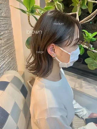 ミディアム カラー 田中 愛梨のヘアスタイル