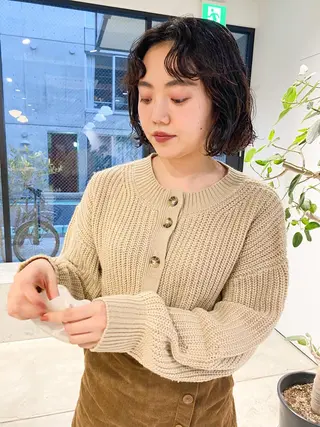 ミディアム カラー パーマ ヘアアレンジ メンズ キッズ ネイル マツエク・マツパ アイブロウ パーマスタイル🔅 sayacaのヘアスタイル