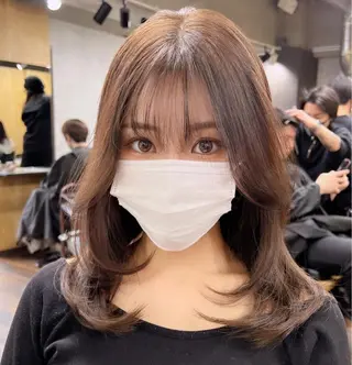 ミディアム カラー パーマ ヘアアレンジ メンズ キッズ ネイル マツエク・マツパ アイブロウ レイヤー/顔周り 韓国ヘア森田和貴のヘアスタイル