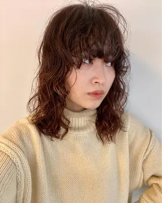 セミロング カラー パーマ ヘアアレンジ メンズ キッズ ネイル マツエク・マツパ アイブロウ パーマスタイル🔅 sayacaのヘアスタイル