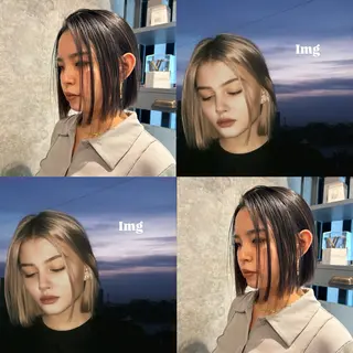 ショート ぱつっとボブ/Wカラ ー/ことこ🍒のヘアスタイル