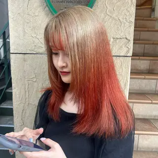 ロング ぱつっとボブ/Wカラ ー/ことこ🍒のヘアスタイル