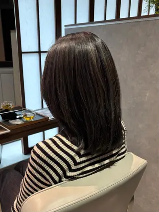 セミロング カラー 柔らかい透明感カラー 髪質改善/神戸のヘアスタイル