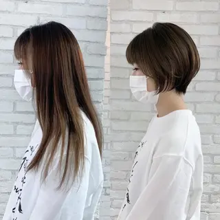 ショート カラー 伊 杏のヘアスタイル