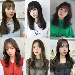 セミロング カラー パーマ 髪質改善/レイヤー ストウシンゴのヘアスタイル