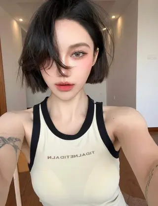 ミディアム 🇨🇳ワンホンヘア 下田鉄也のヘアスタイル