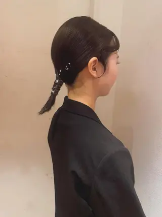 ミディアム ヘアアレンジ ミディアム特化 /透明感カラーmoeのヘアスタイル