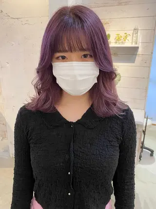 セミロング ブリーチなしカラー ダブルカラーエクステのヘアスタイル