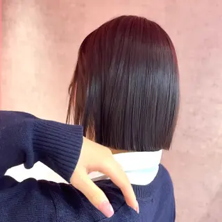 ミディアム カラー 山崎/ボブ縮毛矯正 レイヤー髪質改善のヘアスタイル