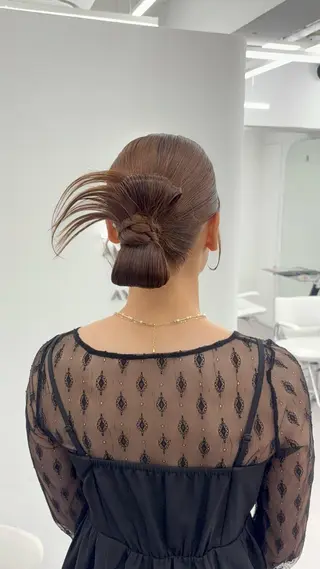 ロング カラー ヘアアレンジ 韓国ヘア/レイヤー/ 顔まわり足立遥奈のヘアスタイル