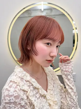 ショート 暖色／艶髪／ボブ／ ピンク🎀／MARIのヘアスタイル
