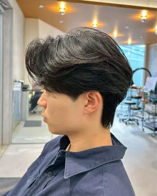 ショート パーマ メンズ nico TOKYO所属・ニュアンス/ センターパート/イノのヘアスタイル
