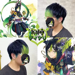 カラー メンズ 推しカラー💫 ブリーチ💫若菜覚のヘアスタイル