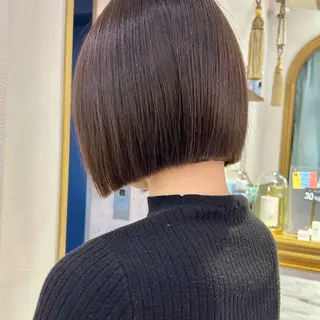 ミディアム カラー 髪質改善【縮毛矯正】 美髪ボブを量産する人のヘアスタイル