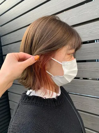 ミディアム カラー パーマ ヘアアレンジ ヨシムラ リオのヘアスタイル