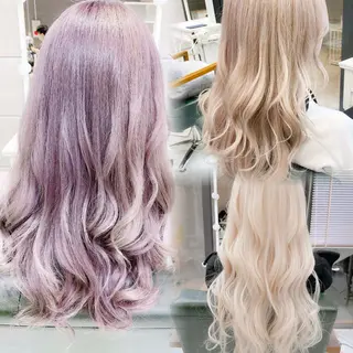 ロング カラー 𝐍𝐚𝐧𝐚{ 原宿/ハイトーン🫧のヘアスタイル