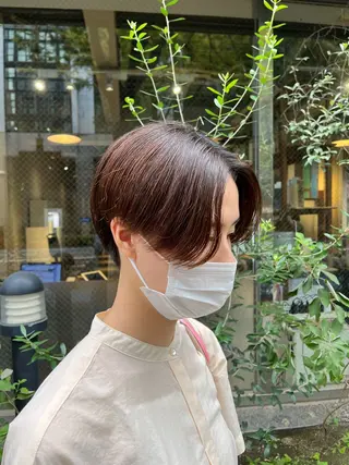 ショート えんぐちとも／透明感 カラー／博多ボブのヘアスタイル