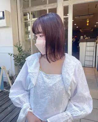 ミディアム カラー ホンダリサコ 透明感カラー/ボブのヘアスタイル