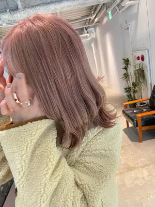 ミディアム 美髪矯正/艶カラー ボブ/栄/鐘ヶ江純也のヘアスタイル