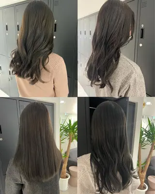 ロング カラー ヘアアレンジ 暗髪カラー🫐パーマ おくだりんかのヘアスタイル
