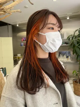 セミロング 透け感ベージュ /ミハルのヘアスタイル