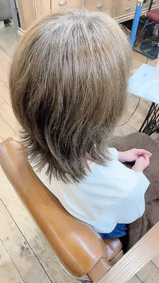 ミディアム カラー ヘアアレンジ 國分 伸也のヘアスタイル