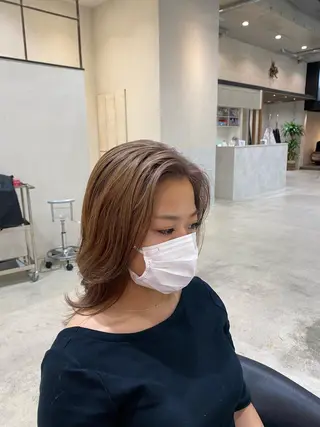 ミディアム カラー DEAN所属・KEIGO/パーマ ハイトーン/DEANのヘアスタイル