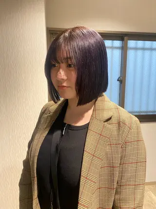 ミディアム 暖色カラー/オリーブ /ミニボブ/白柳美空のヘアスタイル