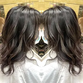 ミディアム カラー 縮毛/レイヤー 韓国/橋口のヘアスタイル