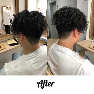 ショート カラー パーマ メンズ kiitos所属・関西センターパート メンズモデル募集のヘアスタイル