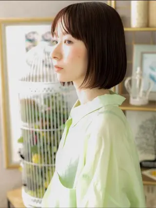 ミディアム くびれ&切りっぱボブ 得意👍佐藤歩のヘアスタイル