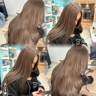 ロング カラー ミディアムレイヤー 韓国ヘア池袋のヘアスタイル