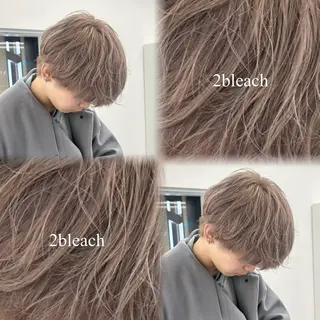 カラー メンズ 🎀‪ピンクベージュ 🎀ブリーチmikuのヘアスタイル