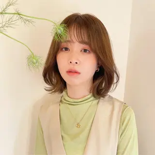 ミディアム カラー パーマ 似合わせヘア🤍 面田法子のヘアスタイル